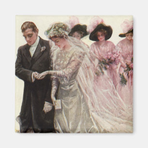 Vintage Victorian Wedding Ceremony Bride and Groom Magnet