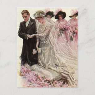 Vintage Victorian Wedding Ceremony Bride and Groom Postcard