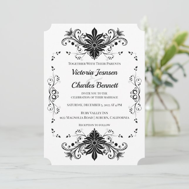 Vintage Victorian Wedding Invitation (Standing Front)