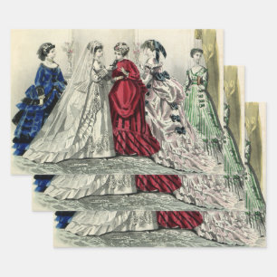 Vintage Victorian Wedding Party Bridal Portrait Wrapping Paper Sheet