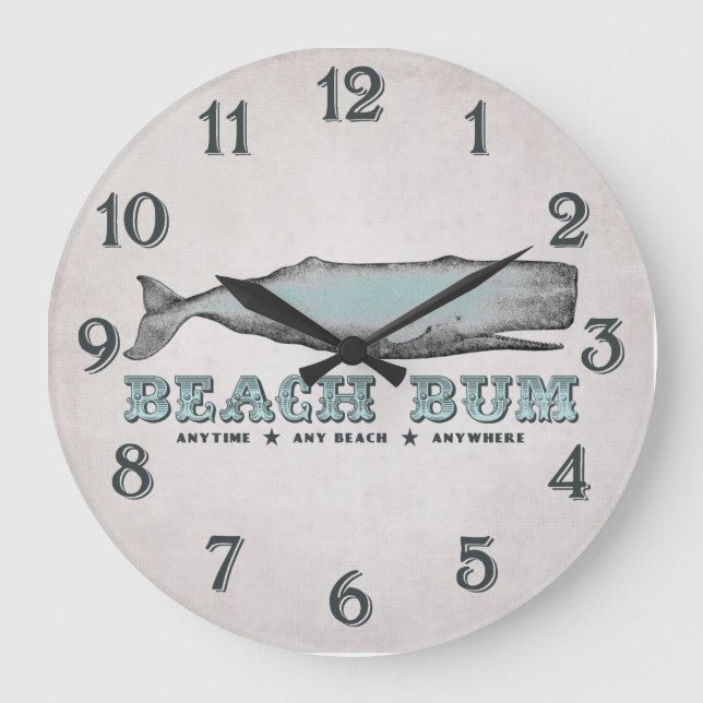 Vintage Victorian Whale Beach Bum Large Clock (Front)