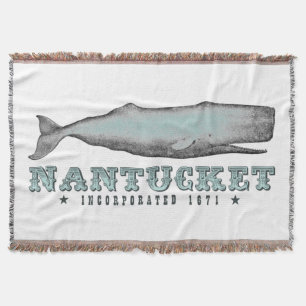 Vintage Victorian Whale Nantucket MA Inc 1671 Throw Blanket