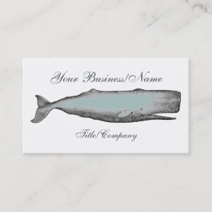 Vintage Victorian Whale ~ White, Grey and Aqua Business Card