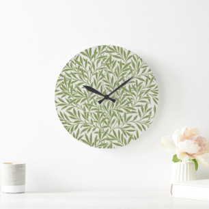 Vintage Victorian Willow Leaves by William Morris Large Clock