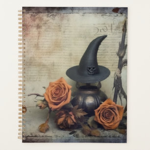 Vintage Victorian Witch Pumpkin Roses Planner