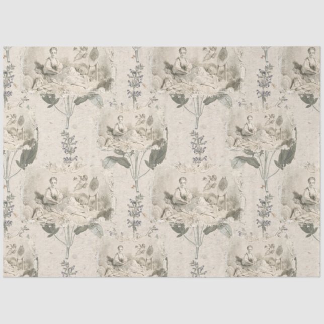 Vintage Victorian Woman Artist Collage Tissue Paper (Front)