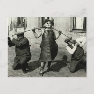 Vintage Victorian Woman Bends a Pipe with Mouth Postcard