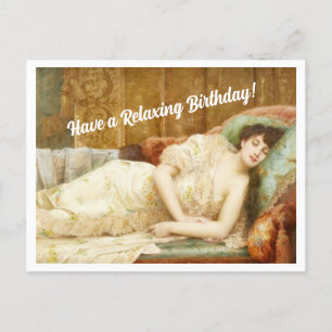 Vintage Victorian Woman Happy Birthday Postcard