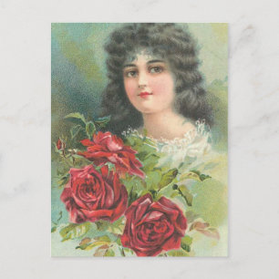 Vintage Victorian Woman Portrait Postcard