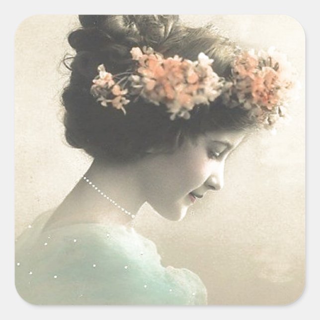 Vintage Victorian Woman Square Sticker (Front)
