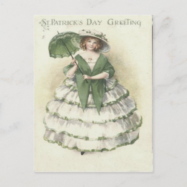Vintage Victorian Woman St Patrick's Day Card (Front)