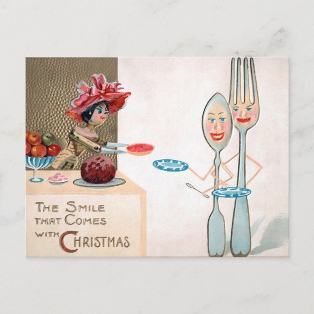 Vintage Victorian Wood Doll Christmas Postcard (Front)