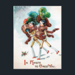 Vintage Victorian Wooden Doll Ladies Postcard<br><div class="desc">Vintage Victorian wooden dolls Christmas postcard.  High quality,  custom restored vintage Victorian image.</div>