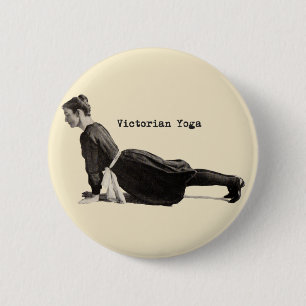 Vintage Victorian Yoga Woman Upward Dog Pose Print 6 Cm Round Badge