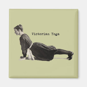 Vintage Victorian Yoga Woman Upward Dog Pose Print Magnet