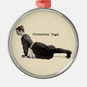 Vintage Victorian Yoga Woman Upward Dog Pose Print Metal Tree Decoration