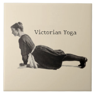 Vintage Victorian Yoga Woman Upward Dog Pose Print Tile