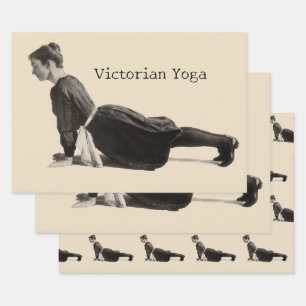 Vintage Victorian Yoga Woman Upward Dog Pose Print Wrapping Paper Sheet