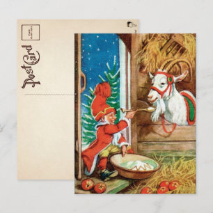 Vintage Victorian Yule Goat Christmas Postcard