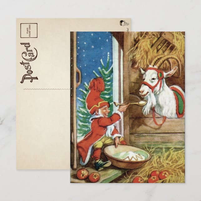 Vintage Victorian Yule Goat Christmas Postcard (Front/Back)