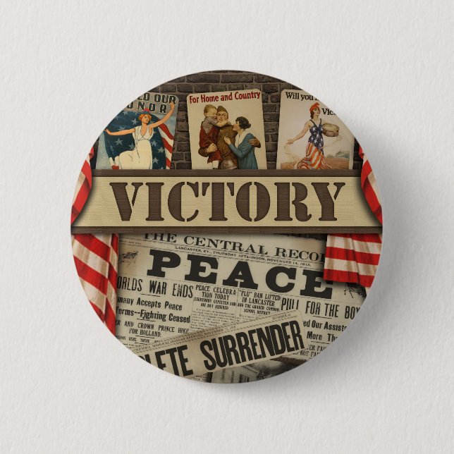Vintage Victory & Peace WWII Button (Front)