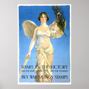 Vintage Victory War Savings Stamps Poster Print