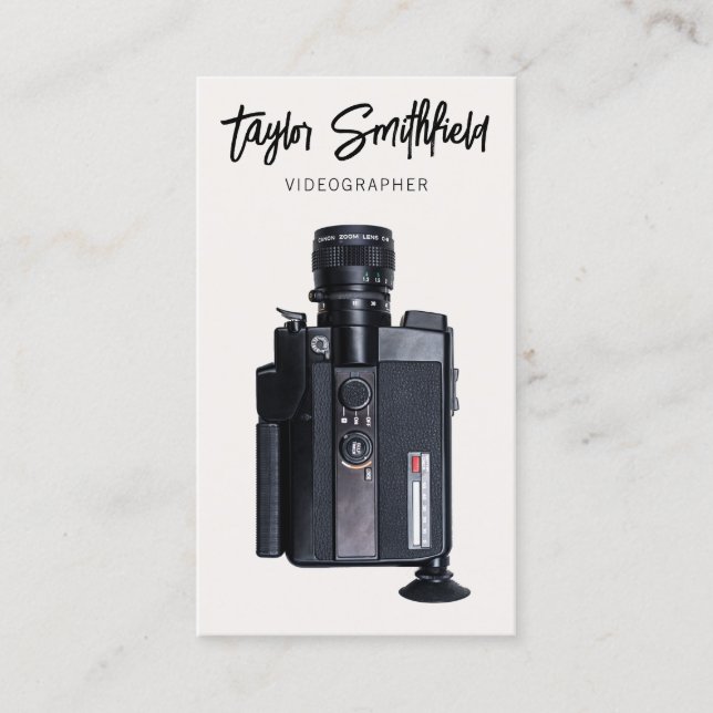 Vintage Video Camera Videography Business Card (Front)