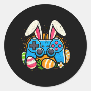 Vintage Video Game Controlle Easter Bunny Gamer Bo Classic Round Sticker