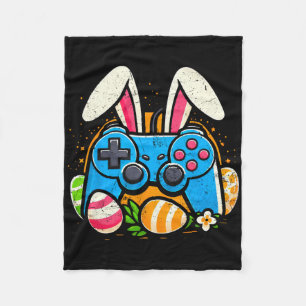Vintage Video Game Controlle Easter Bunny Gamer Bo Fleece Blanket