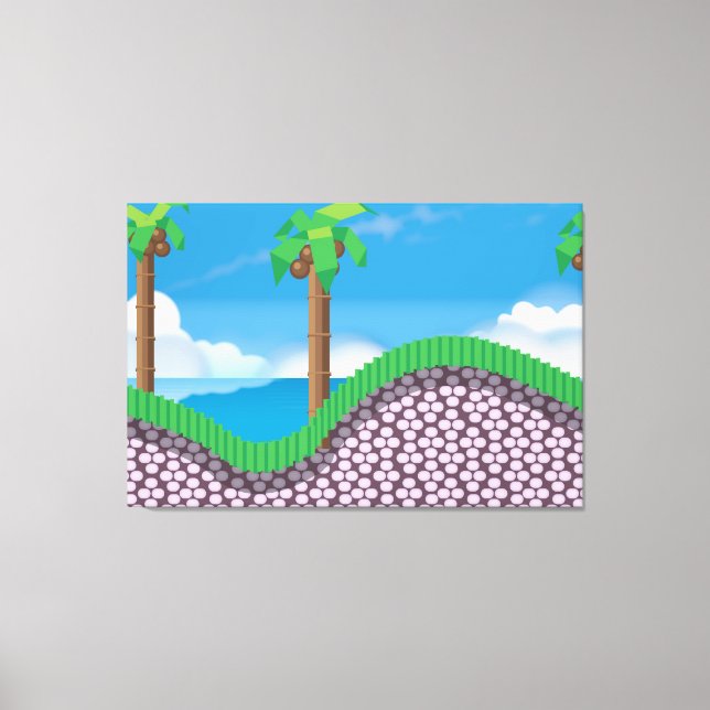 Vintage Video Game Palm Trees. Canvas Print (Front)