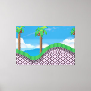 Vintage Video Game Palm Trees. Canvas Print