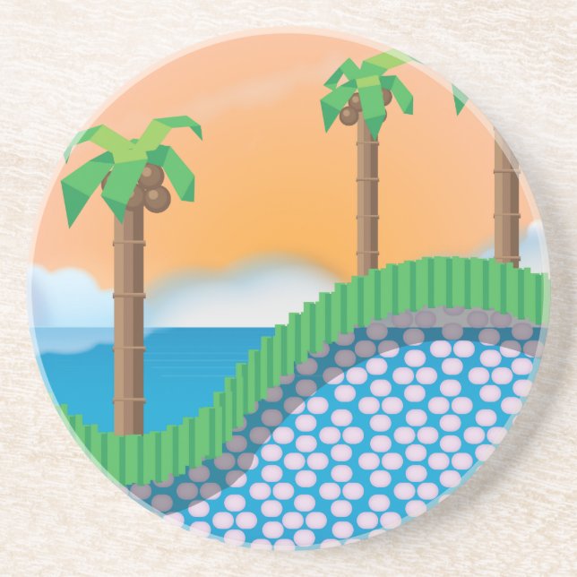 Vintage Video Game Palm Trees. Coaster (Front)