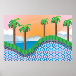Vintage Video Game Palm Trees. Poster