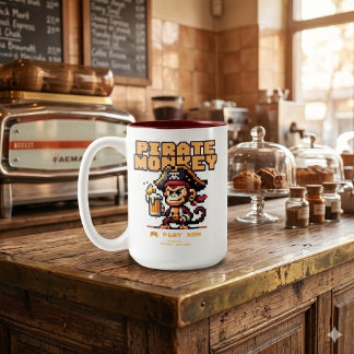 Vintage Video Game Pirate Monkey Coffee Mug