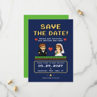 Vintage Video Game Pixel Style Wedding