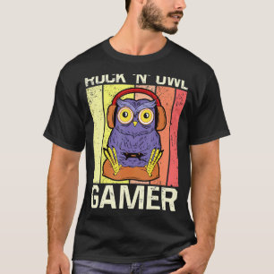 Vintage Video Game Saying Gaming Rock N Owl Gamer T-Shirt