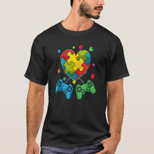 Vintage Video Gamer Puzzle Piece Autism Awareness T-Shirt