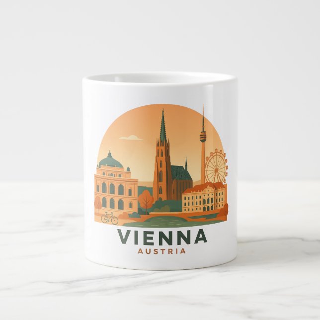 Vintage Vienna Austria Giant Coffee Mug – Retro  (Front)