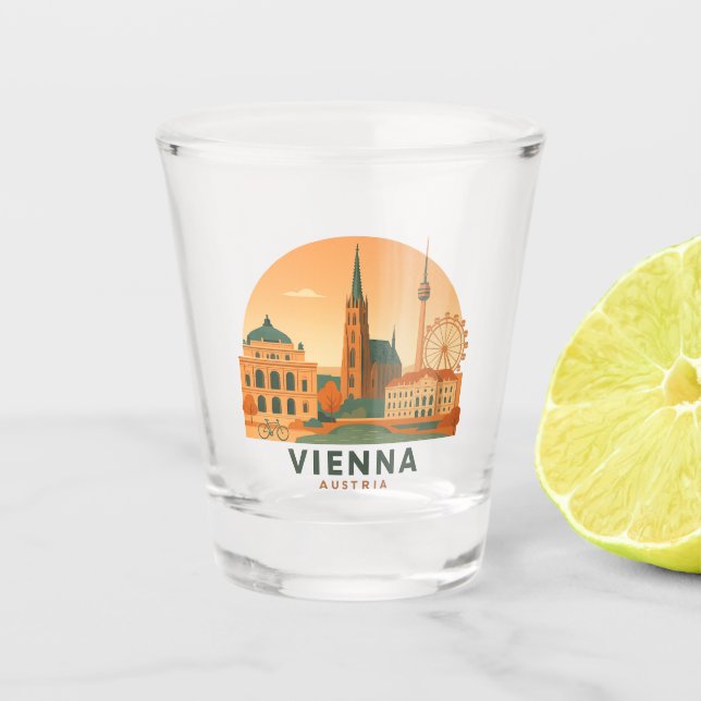 Vintage Vienna Austria Shot Glass – Retro Travel  (Front)