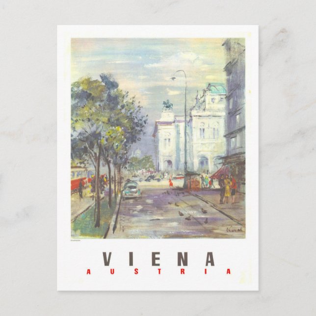 Vintage Vienna Austria Travel Poster Postcard (Front)