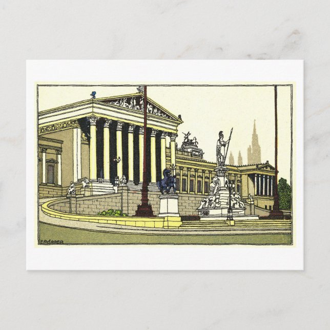Vintage Vienna Parliament Postcard (Front)