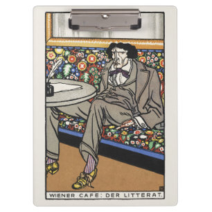 Vintage Viennese Cafe Man of Letters Art Print Clipboard