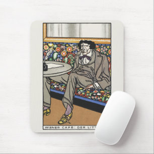 Vintage Viennese Cafe Man of Letters Art Print Mouse Mat