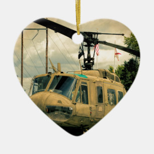 Vintage Vietnam Era Uh-1 Huey Military Helicopter Ceramic Tree Decoration