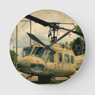 Vintage Vietnam Era Uh-1 Huey Military Helicopter Round Clock