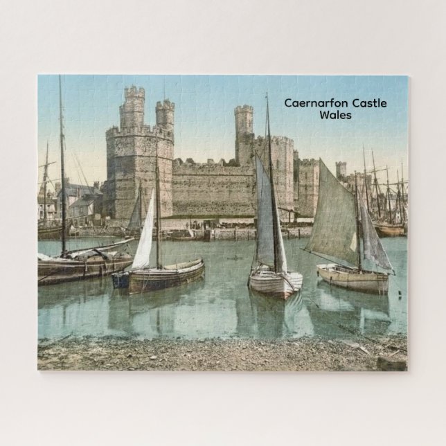 Vintage view Caernarfon Castle, Wales Jigsaw Puzzle (Horizontal)