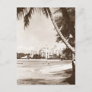 Vintage View Honolulu Hawaii Pink Palace Postcard