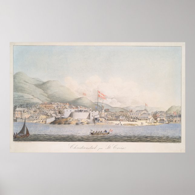 Vintage View of Christiansted St Croix (1839) Poster (Front)