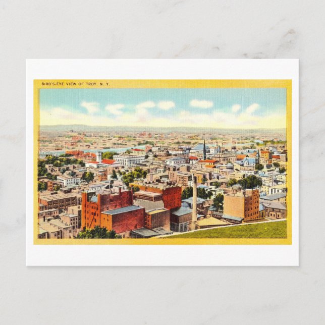 Vintage View of Troy, New York, Postcard (Front)