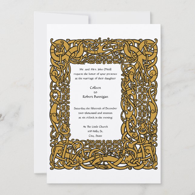 Vintage Viking Celtic Knots Border Wedding Invitation (Front)